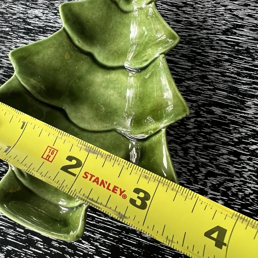 Vintage Stacking Ceramic Green‎ Christmas Tree Dishes Candy Set of 2 Signed